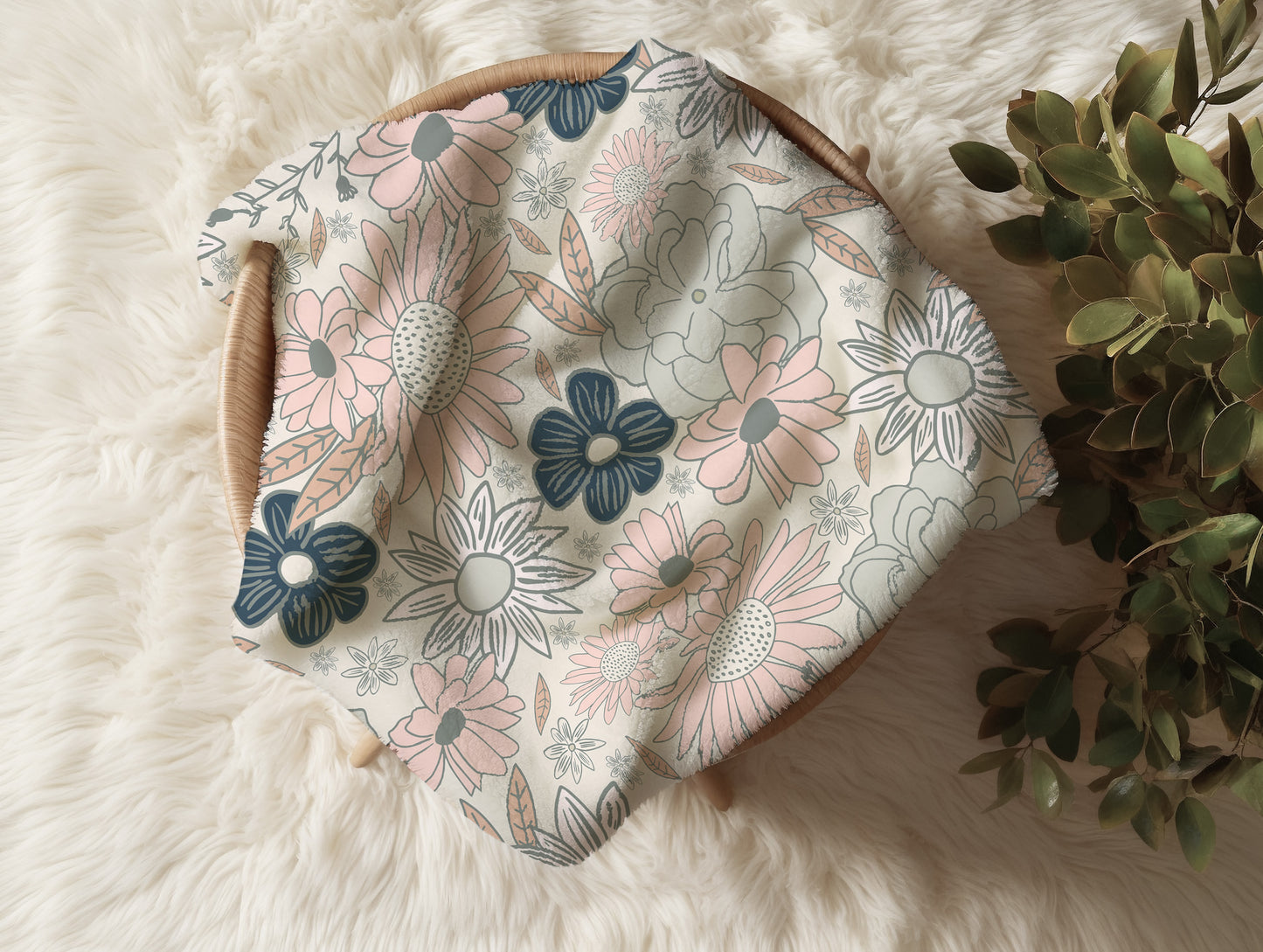 Personalized Boho Floral Blanket