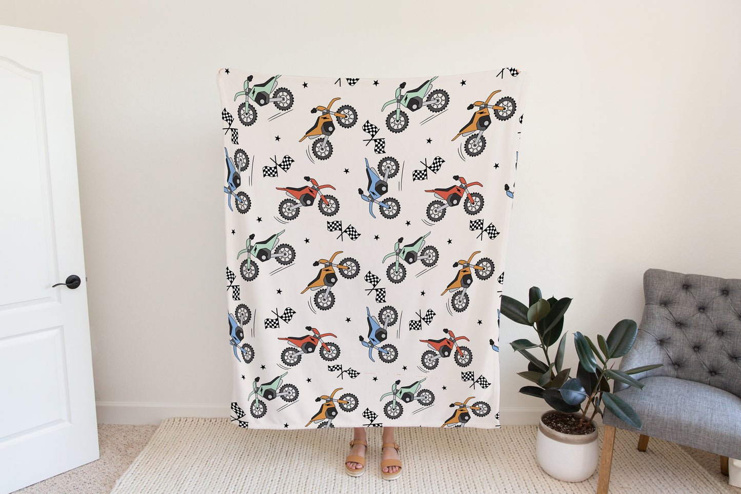 Personalized Blanket for Boys Dirt Bike