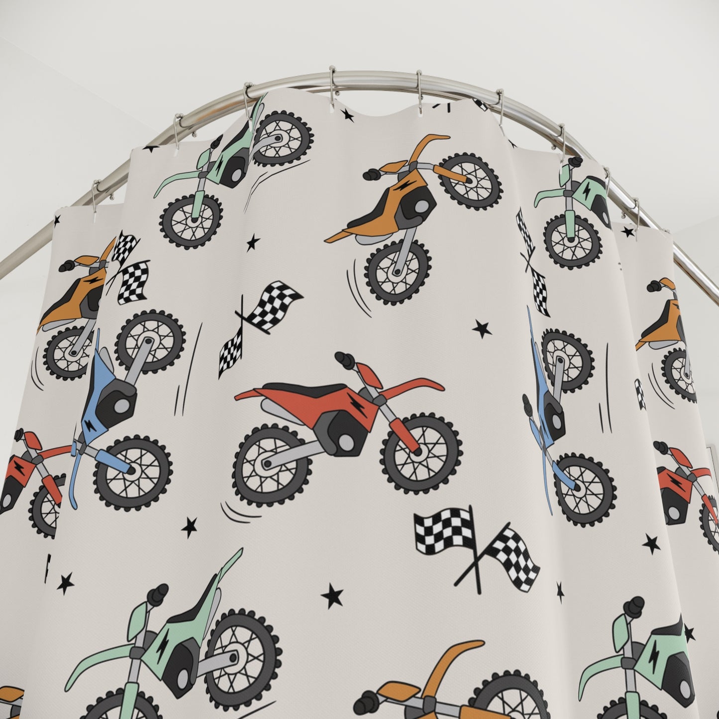 Boys Personalized Shower Curtain Dirt Bikes