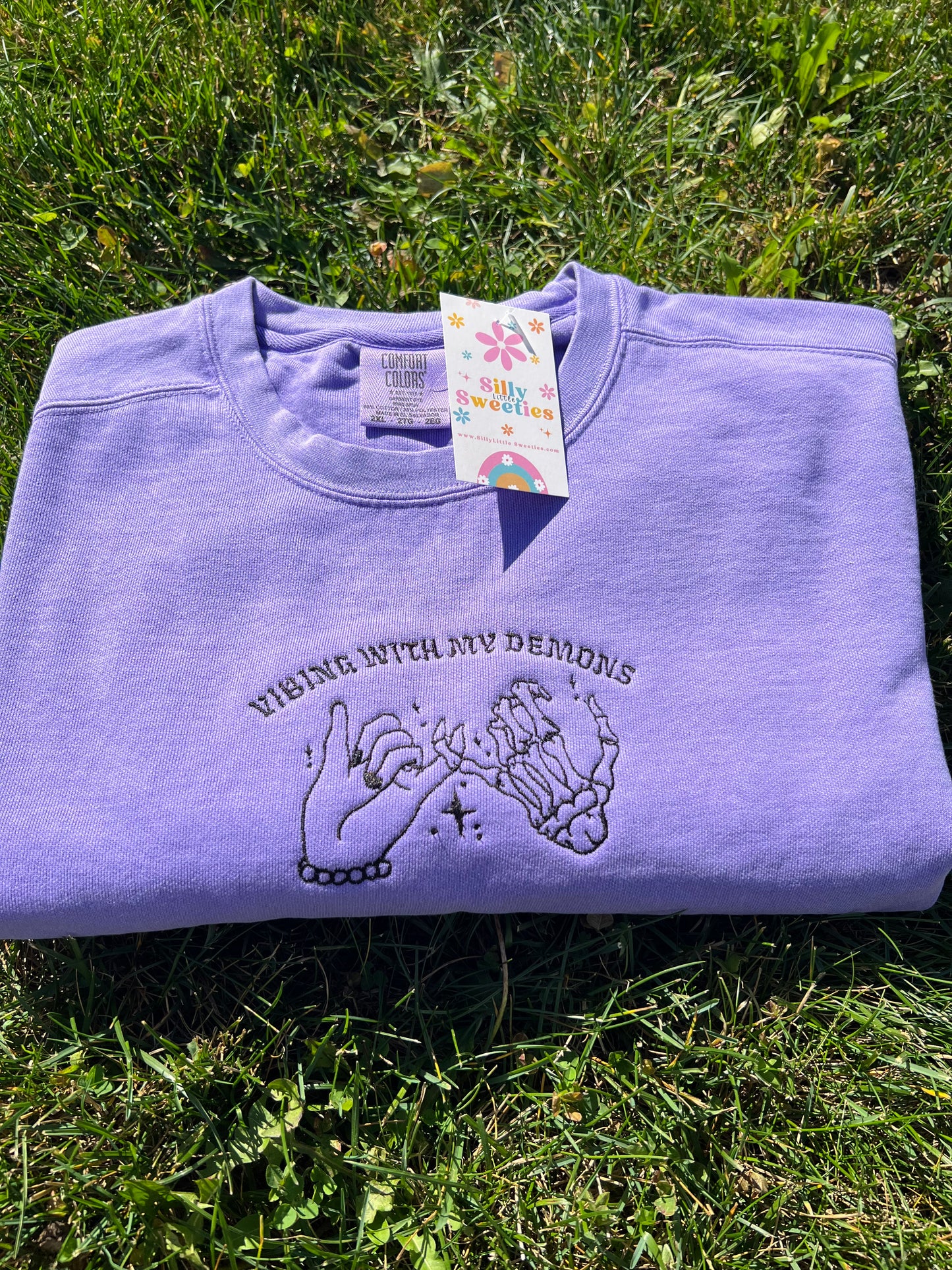 Vibin with my Demons Sweater Embroidered
