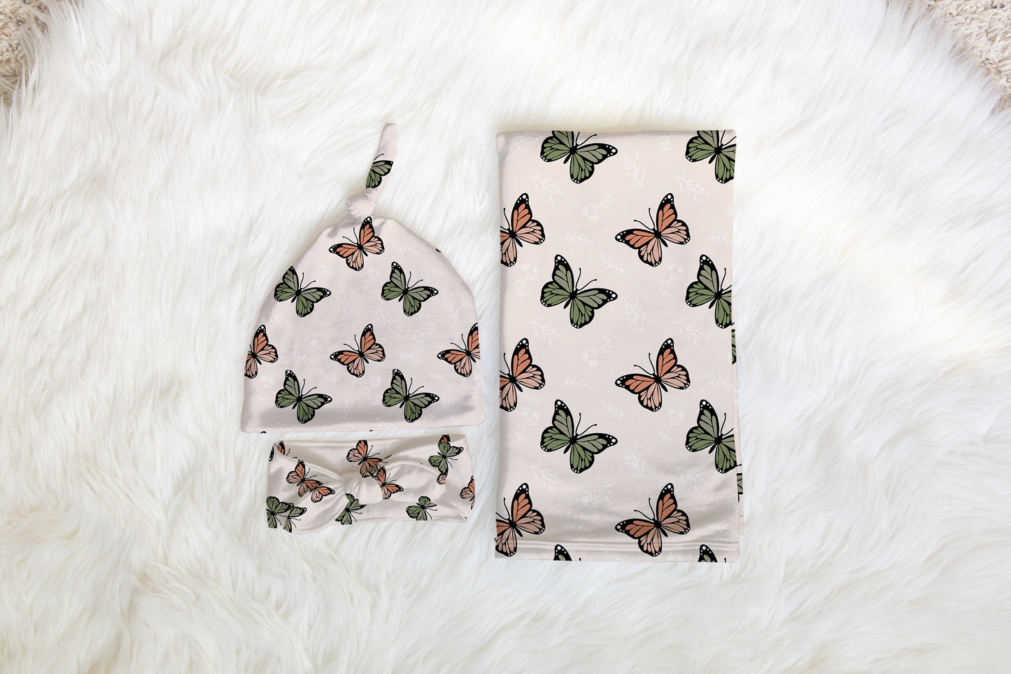 Personalized Butterfly Swaddle Bow Set Boho