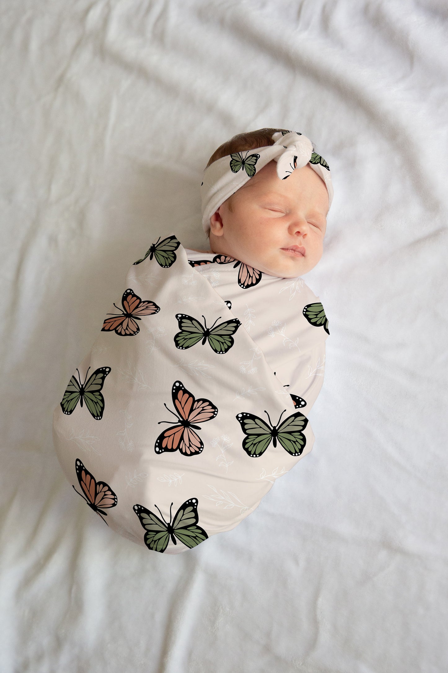 Personalized Butterfly Swaddle Bow Set Boho