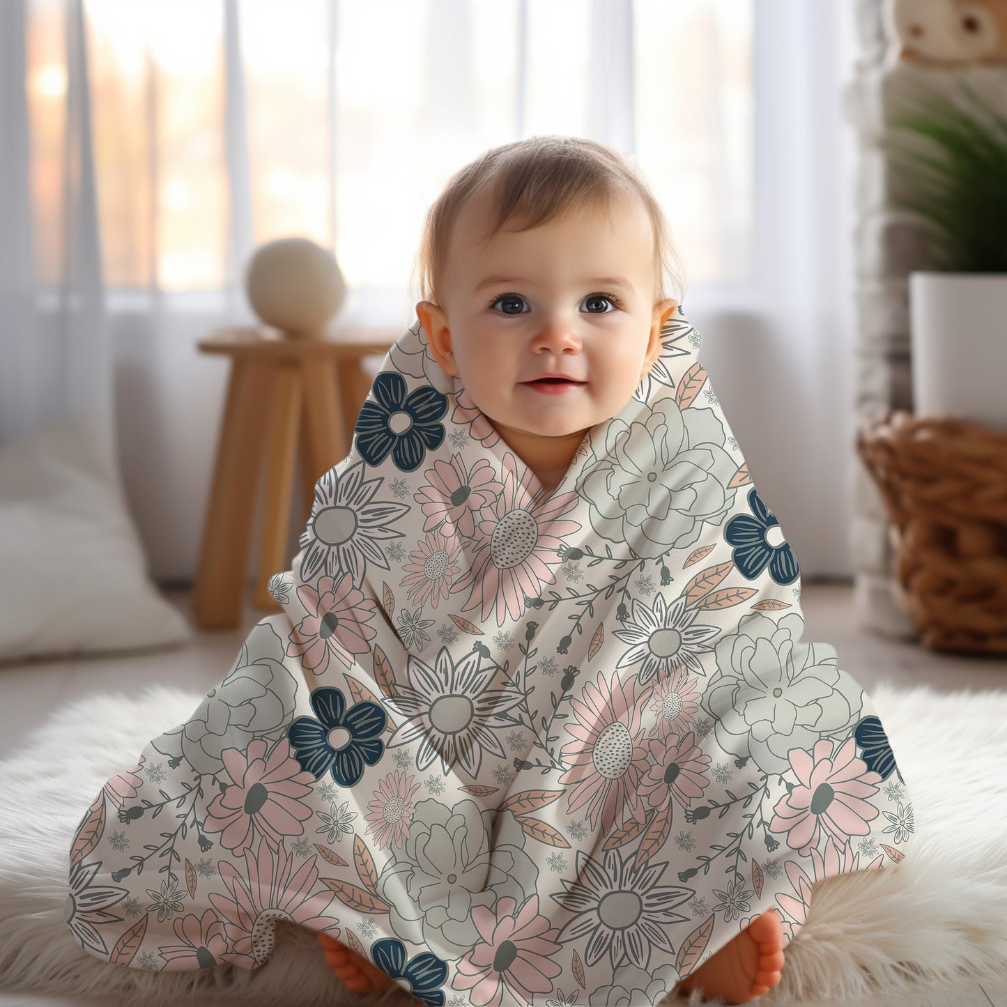 Personalized Boho Floral Blanket