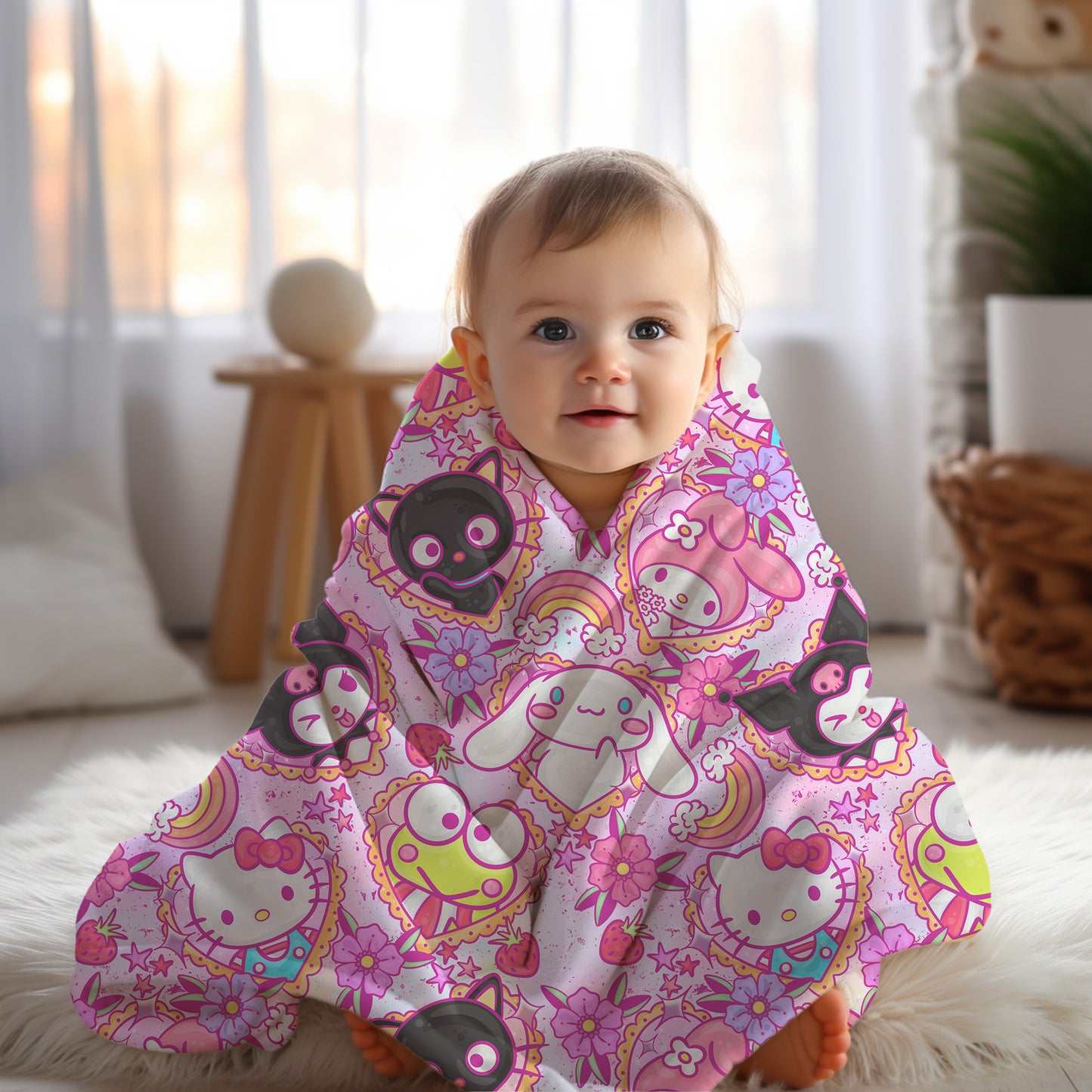Personalized Pink Hello Kitty Sanrio Blanket