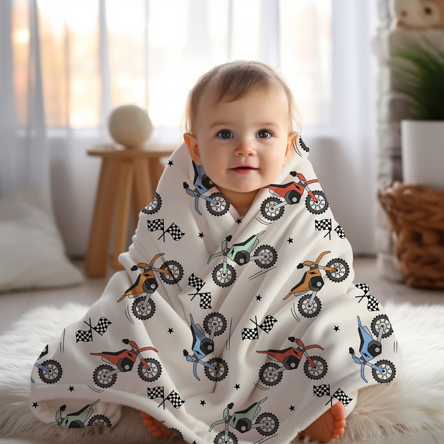 Personalized Blanket for Boys Dirt Bike