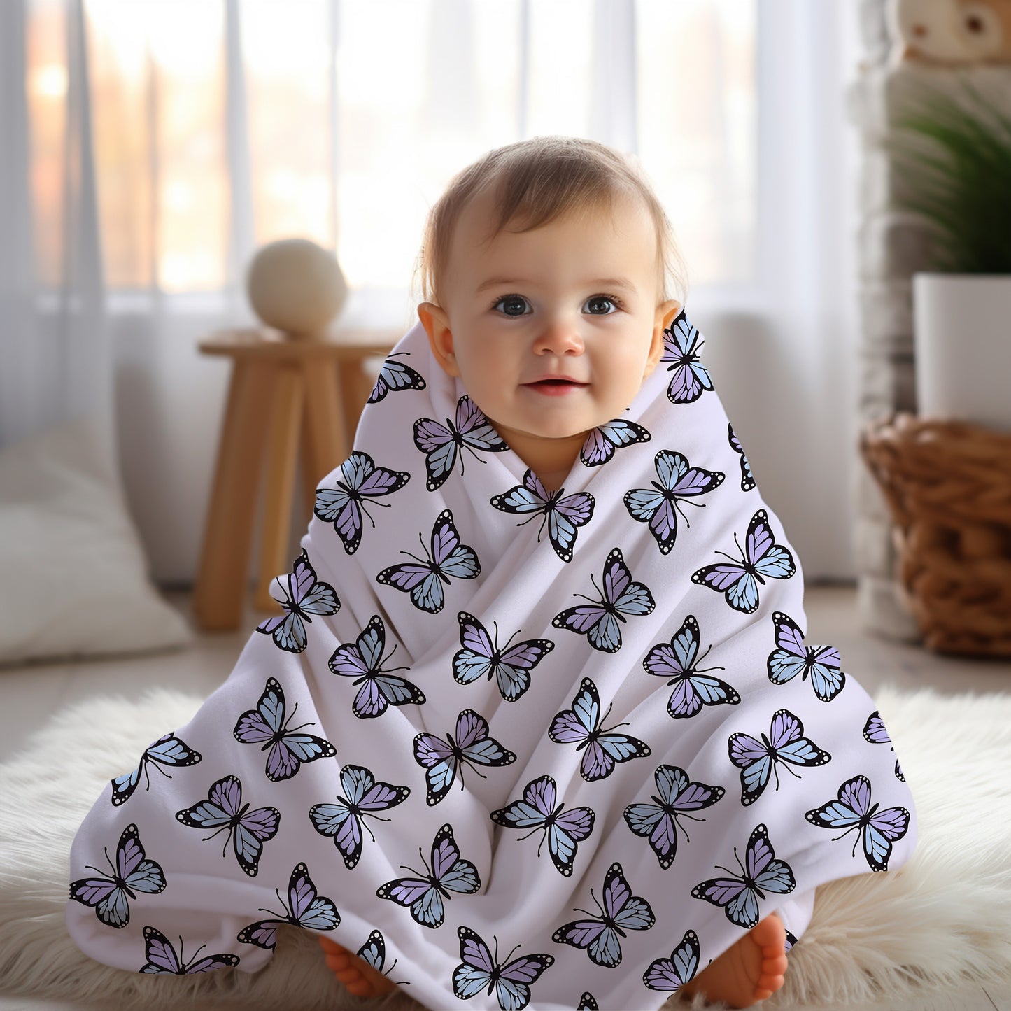 Personalized Butterfly Blanket Purple Boho