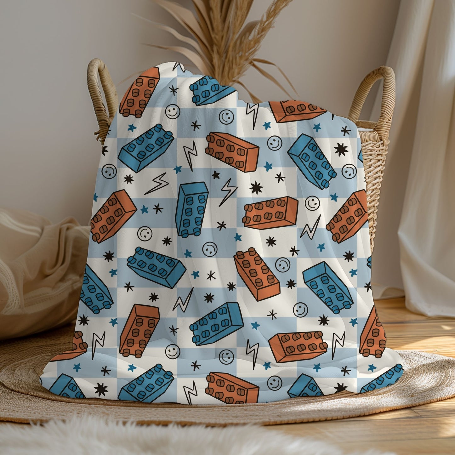 Personalized Boys Lego Blocks Blanket