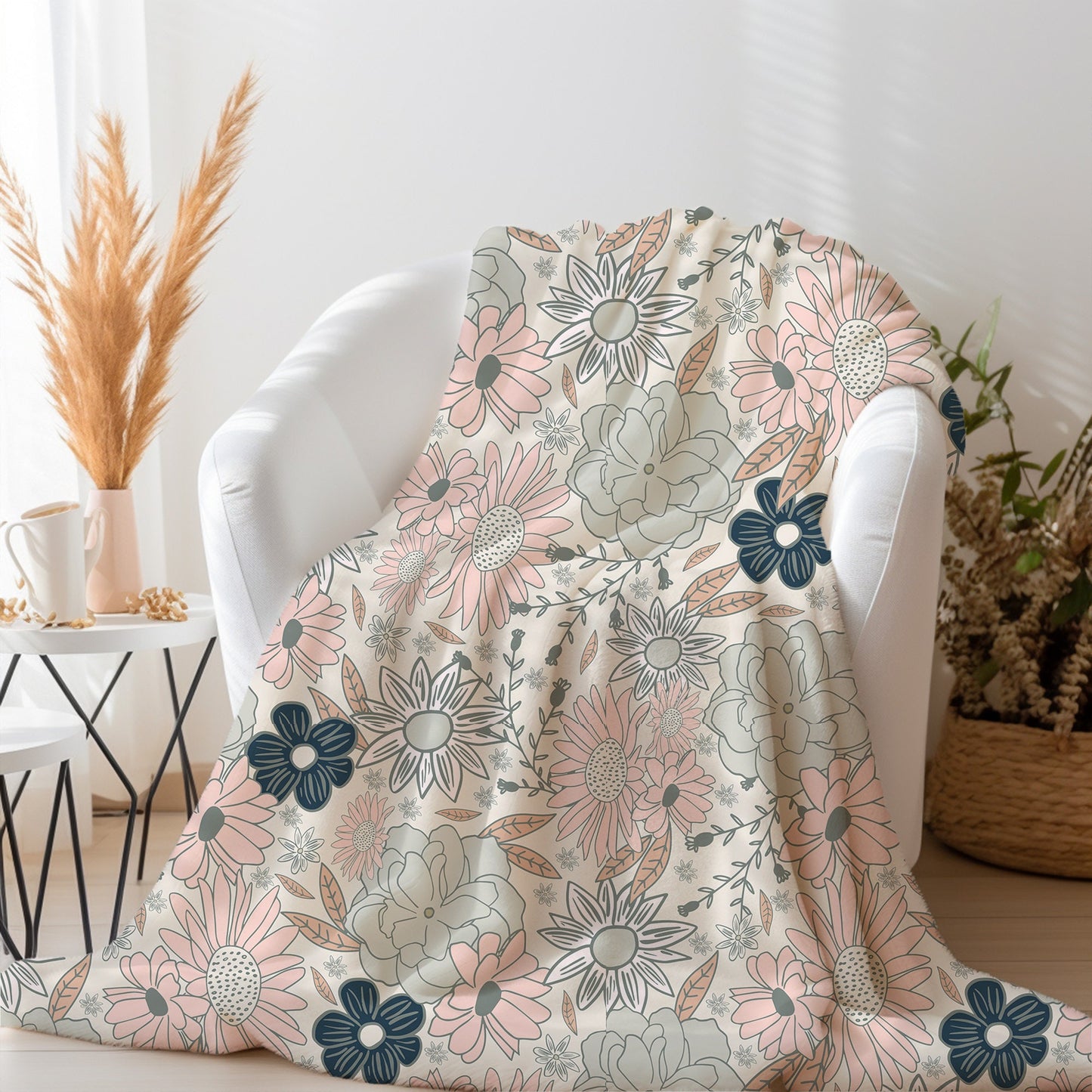 Personalized Boho Floral Blanket