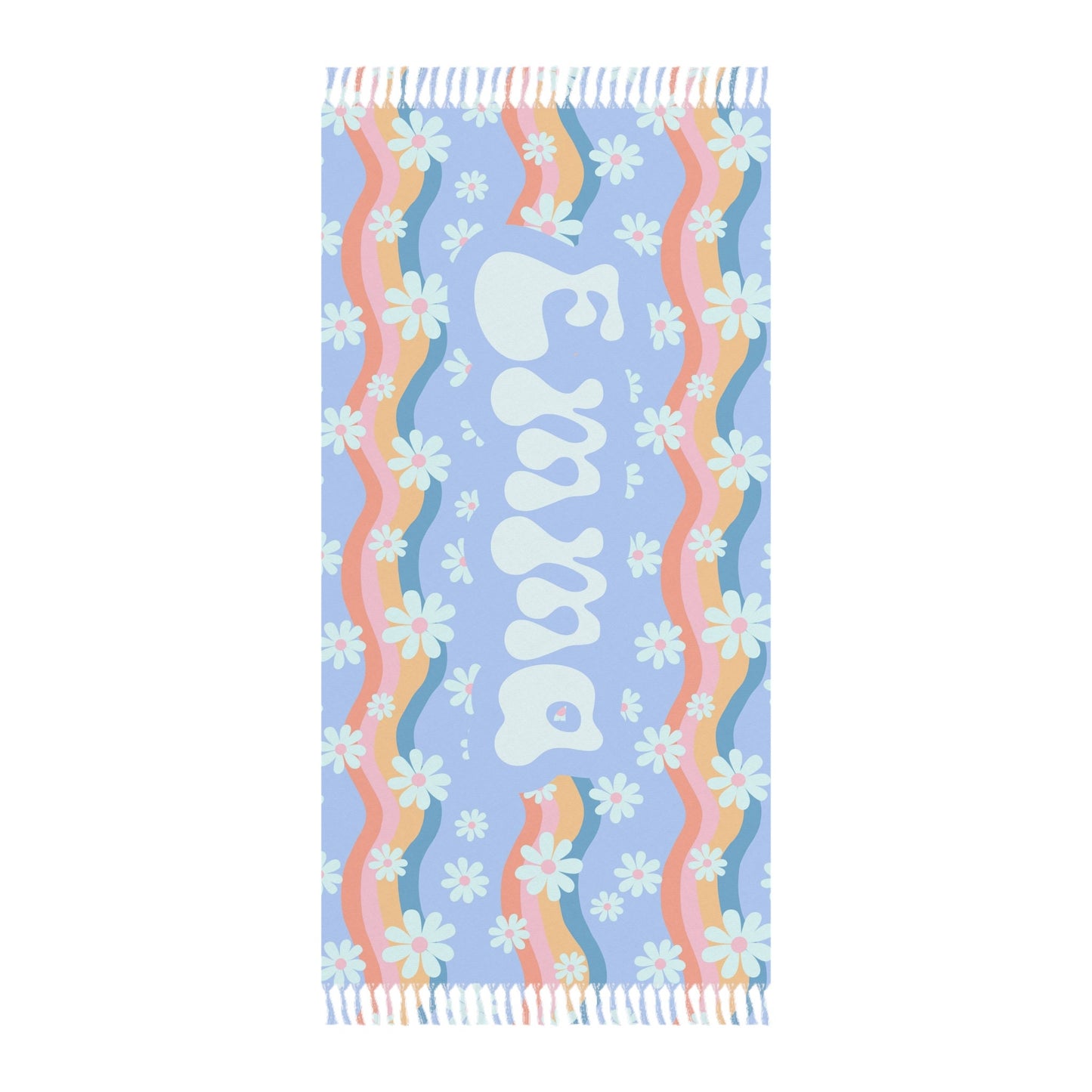 Personalized blue Groovy Beach towel