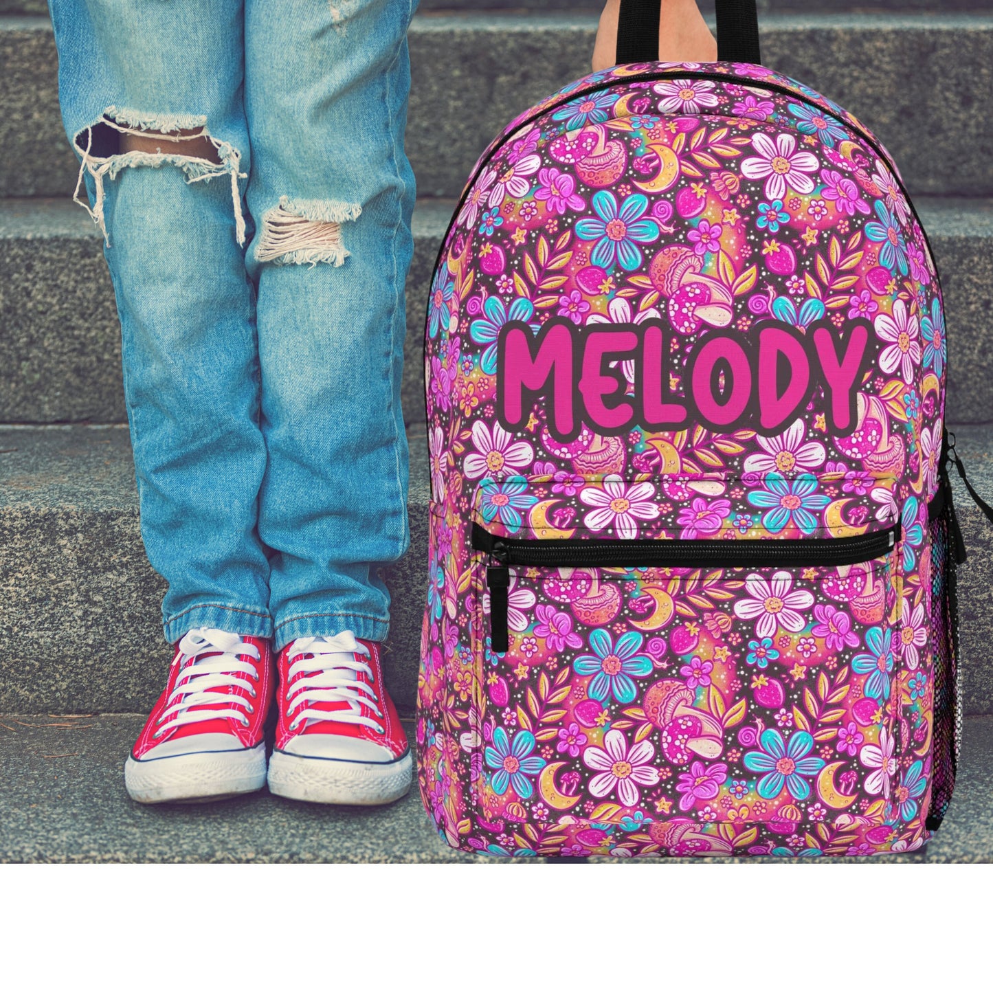 Personalized Kids School Backpack Floral