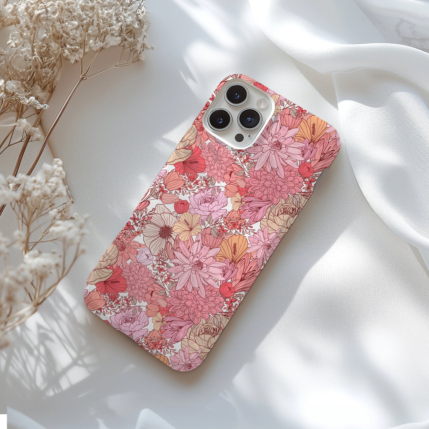 Personalized Floral Tough Phone Case for iPhone, Samsung and Google Phones