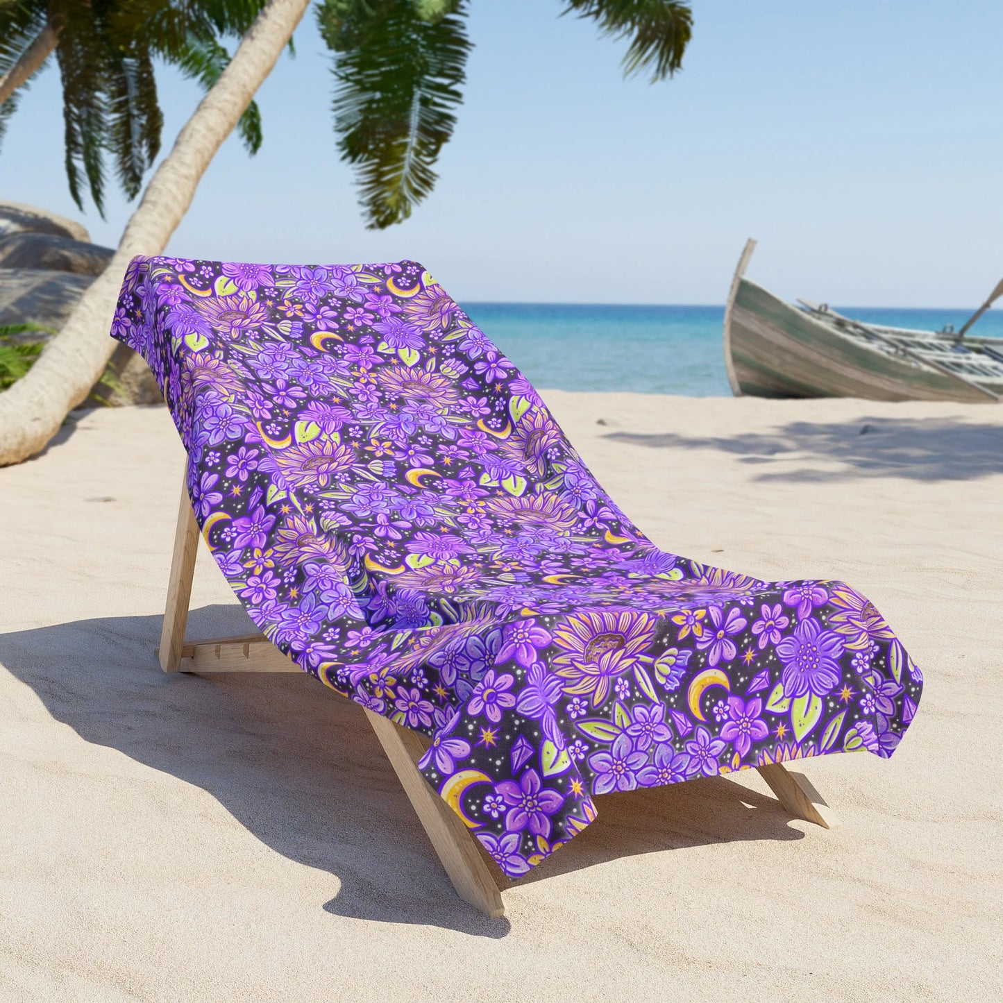 Personalized Purple Floral Beach Towel