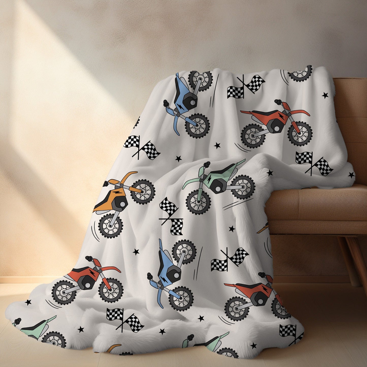 Personalized Blanket for Boys Dirt Bike