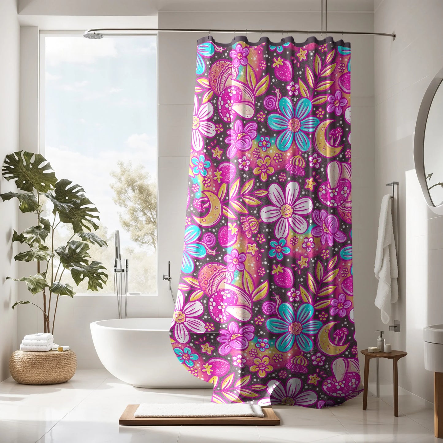 Personalized Pink Boho Shower Curtain