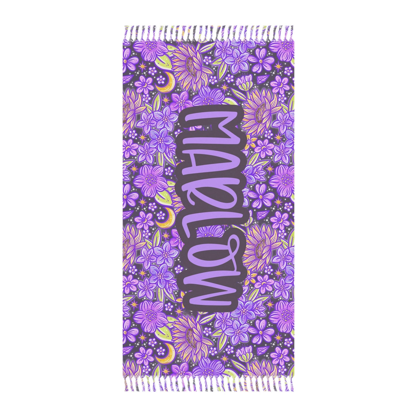 Personalized Purple Floral Beach Towel
