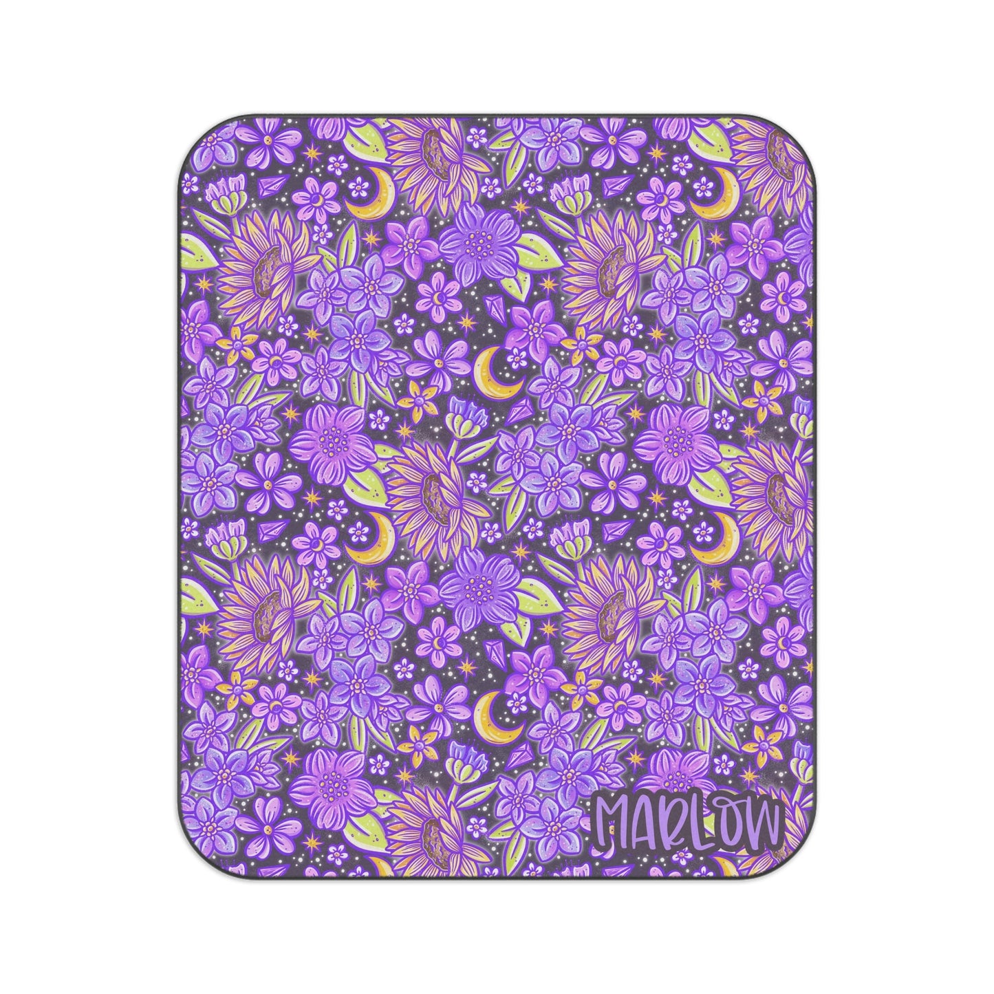 Personalized Purple Floral Picnic Blanket Waterproof