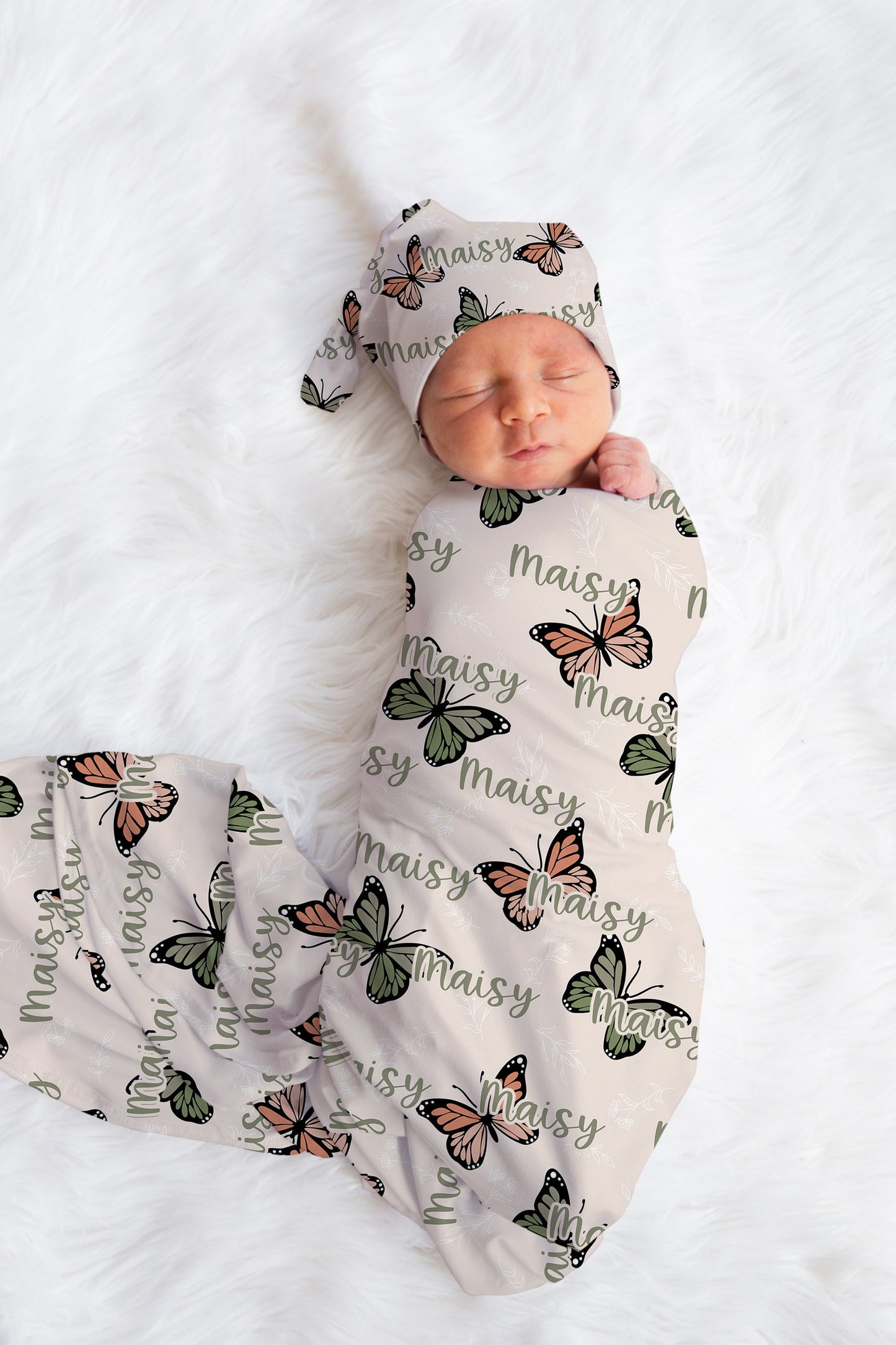 Personalized Butterfly Swaddle Bow Set Boho