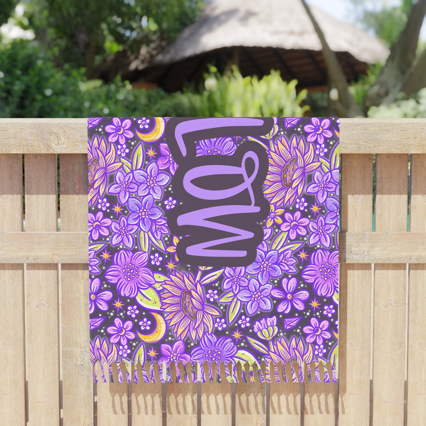 Personalized Purple Floral Beach Towel