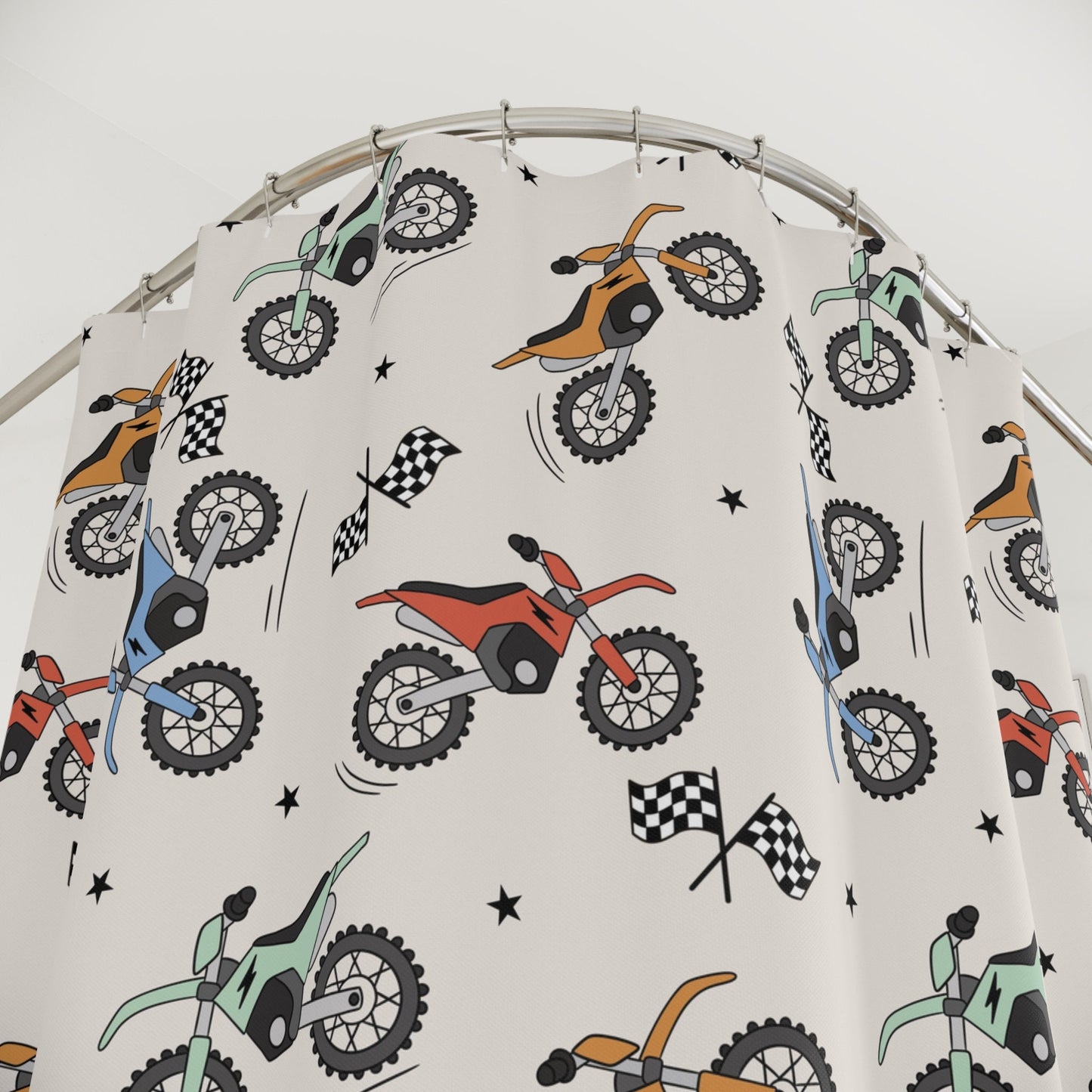 Shower Curtain Personalized boys, dirt bike kids shower curtain retro, custom shower curtain, kids bathroom decor boys