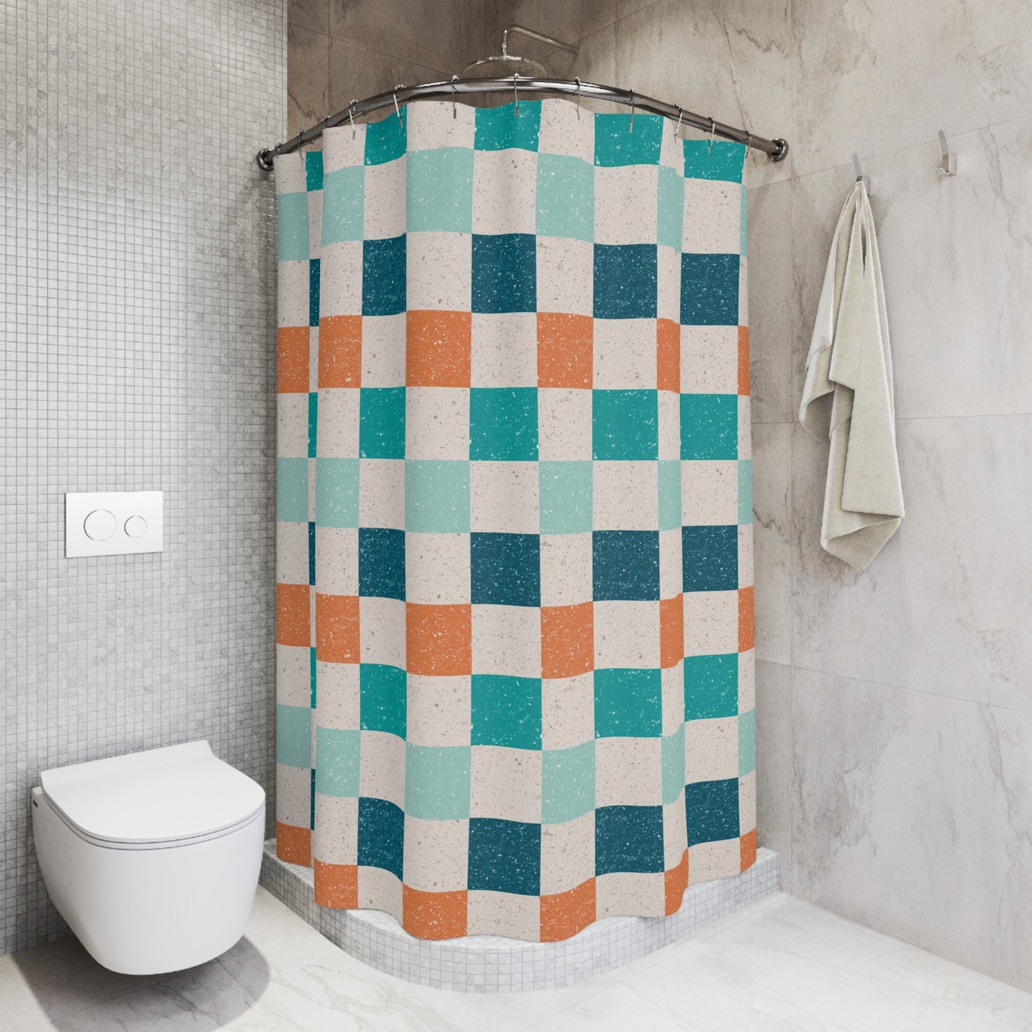 Checkered Shower Curtain Personalized boys, kids shower curtain retro, shower curtain boho, custom shower curtain, vintage shower curtain