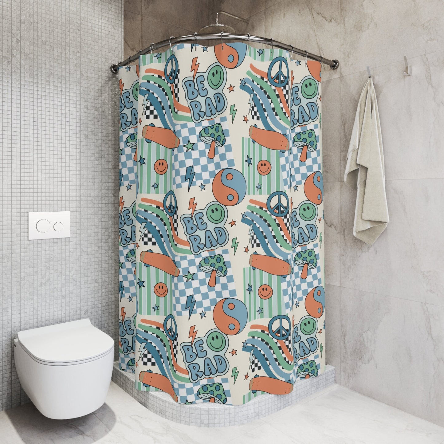 Boys Shower Curtain Personalized patchwork, kids shower curtain retro, shower curtain boho, custom shower curtain, vintage shower curtain