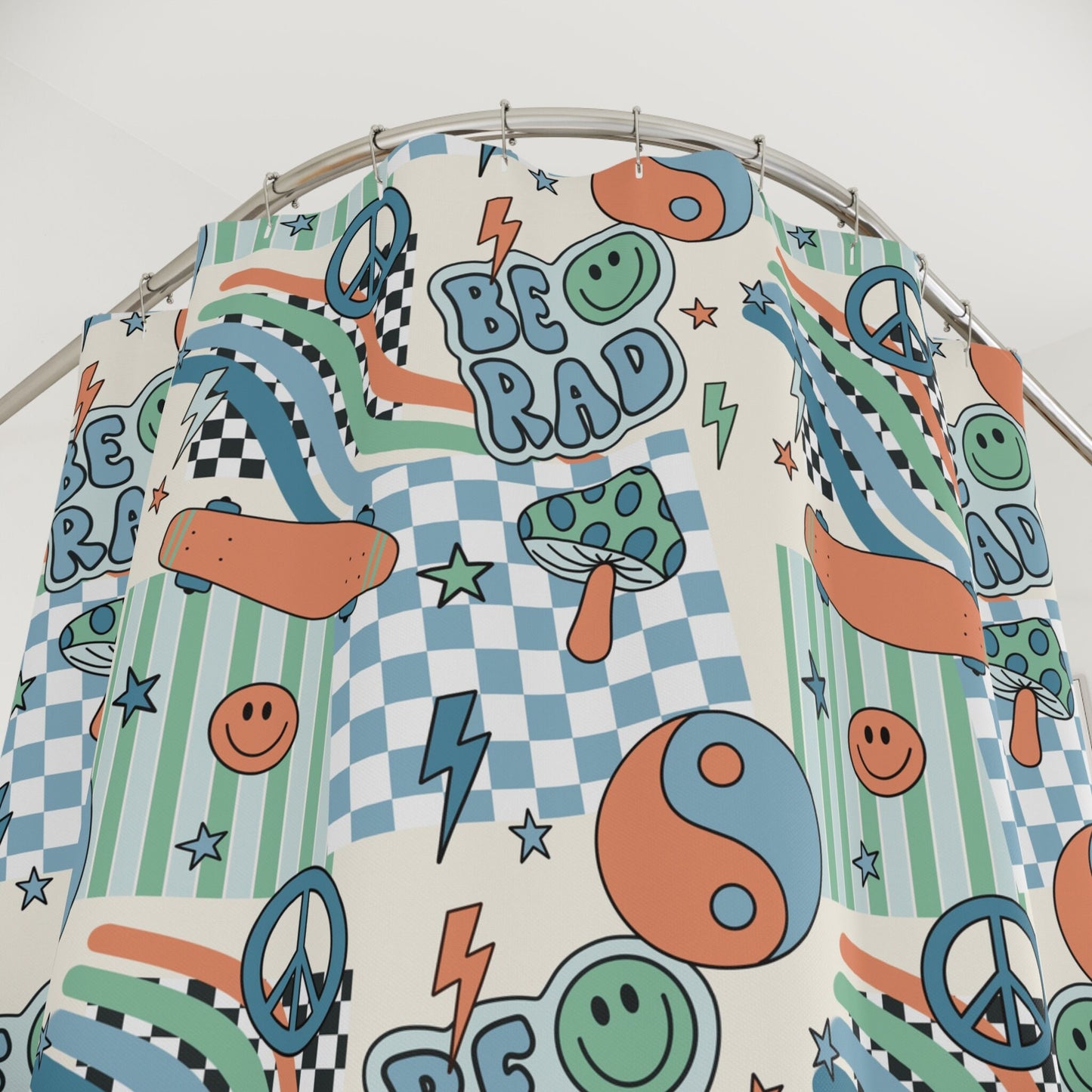 Boys Shower Curtain Personalized patchwork, kids shower curtain retro, shower curtain boho, custom shower curtain, vintage shower curtain
