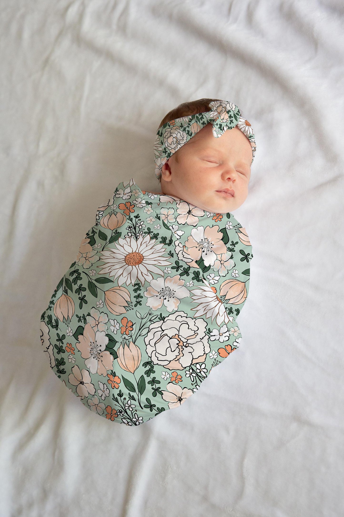 Personalized Floral Baby Swaddle Blanket newborn boho, coming home hospital announcement reveal outfit, custom name blanket baby shower gift