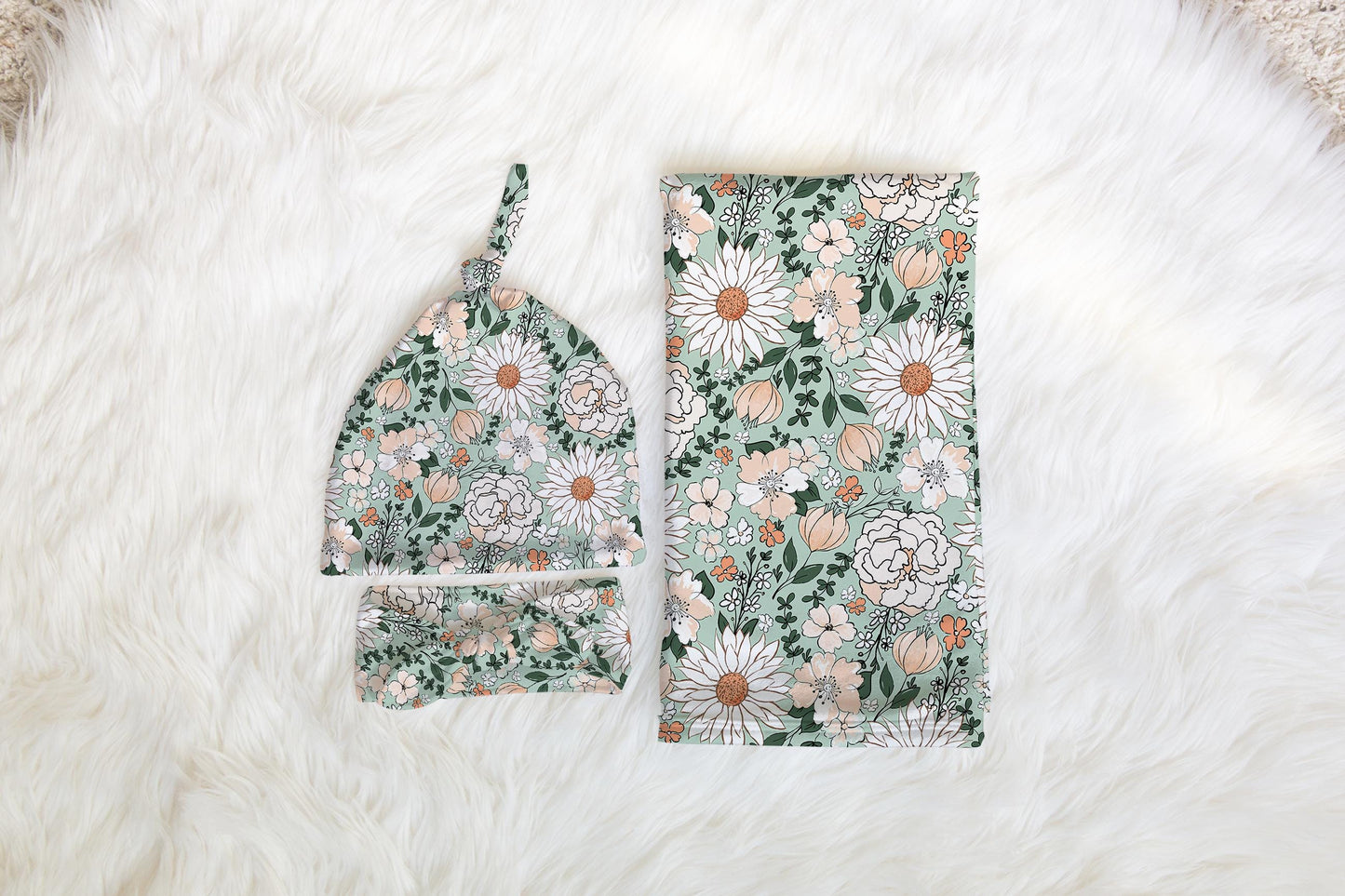 Personalized Floral Baby Swaddle Blanket newborn boho, coming home hospital announcement reveal outfit, custom name blanket baby shower gift