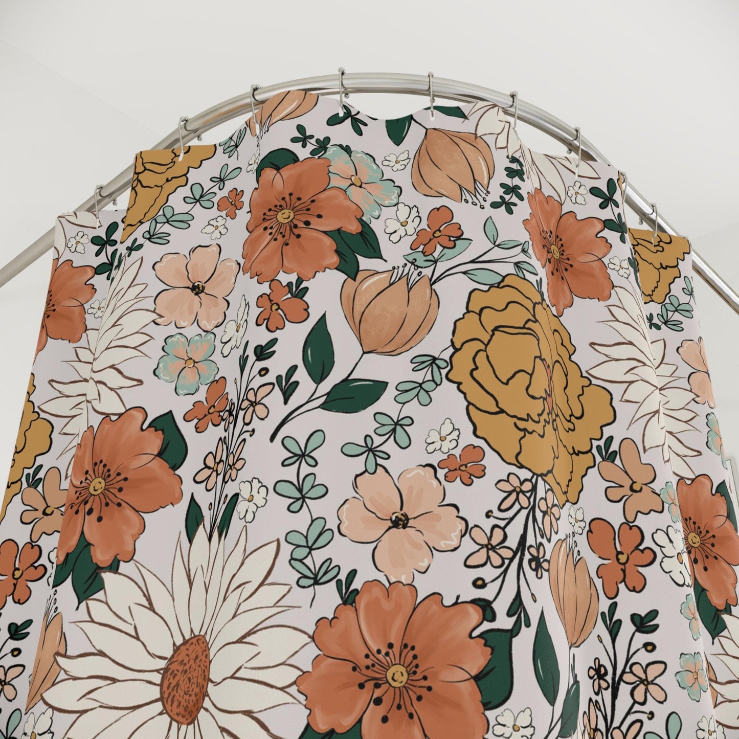 Boho Shower Curtain, shower curtain retro, shower curtain boho, custom shower curtain, vintage shower curtain, botanical shower curtain