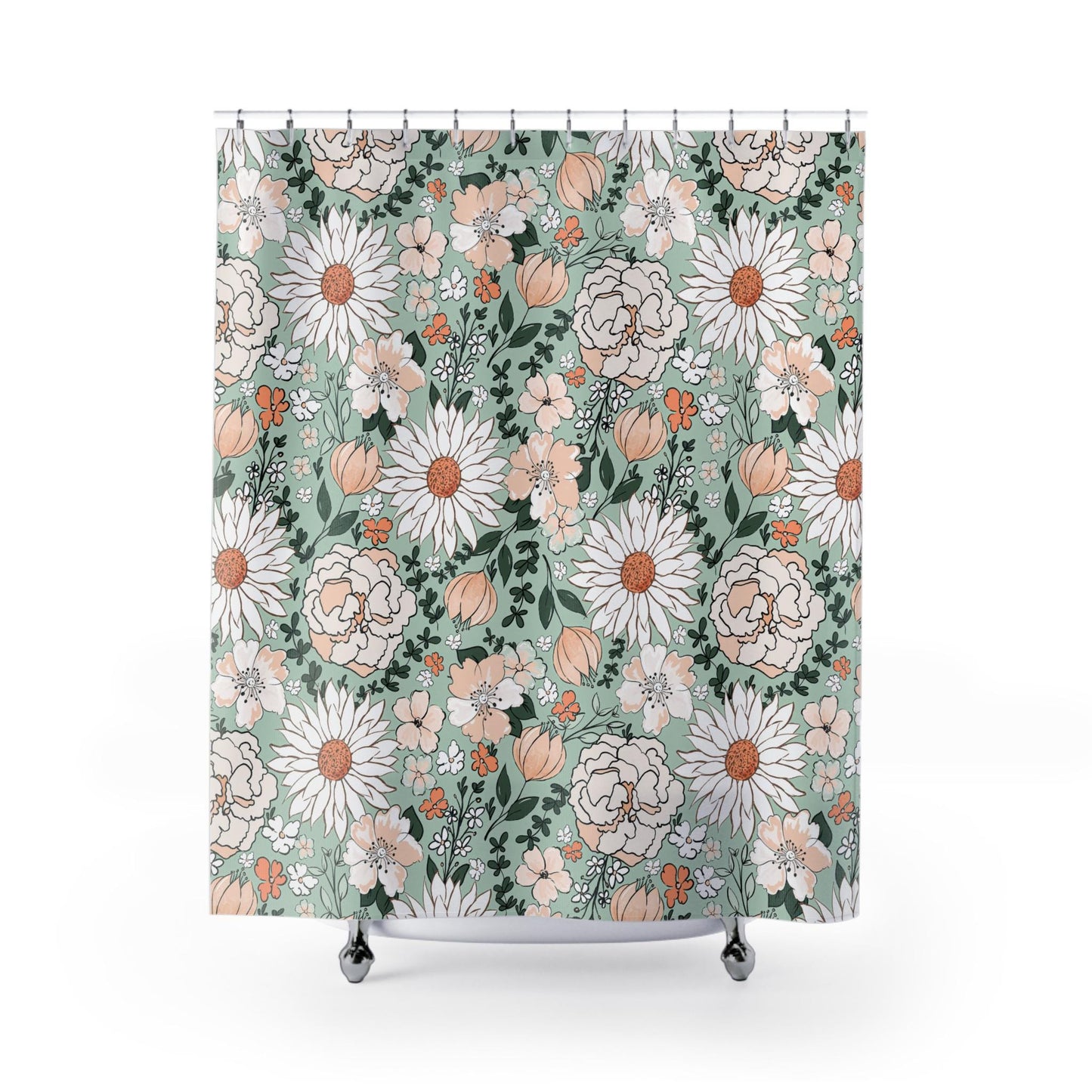 Boho Shower Curtain, shower curtain retro, shower curtain boho, custom shower curtain, vintage shower curtain, botanical shower curtain