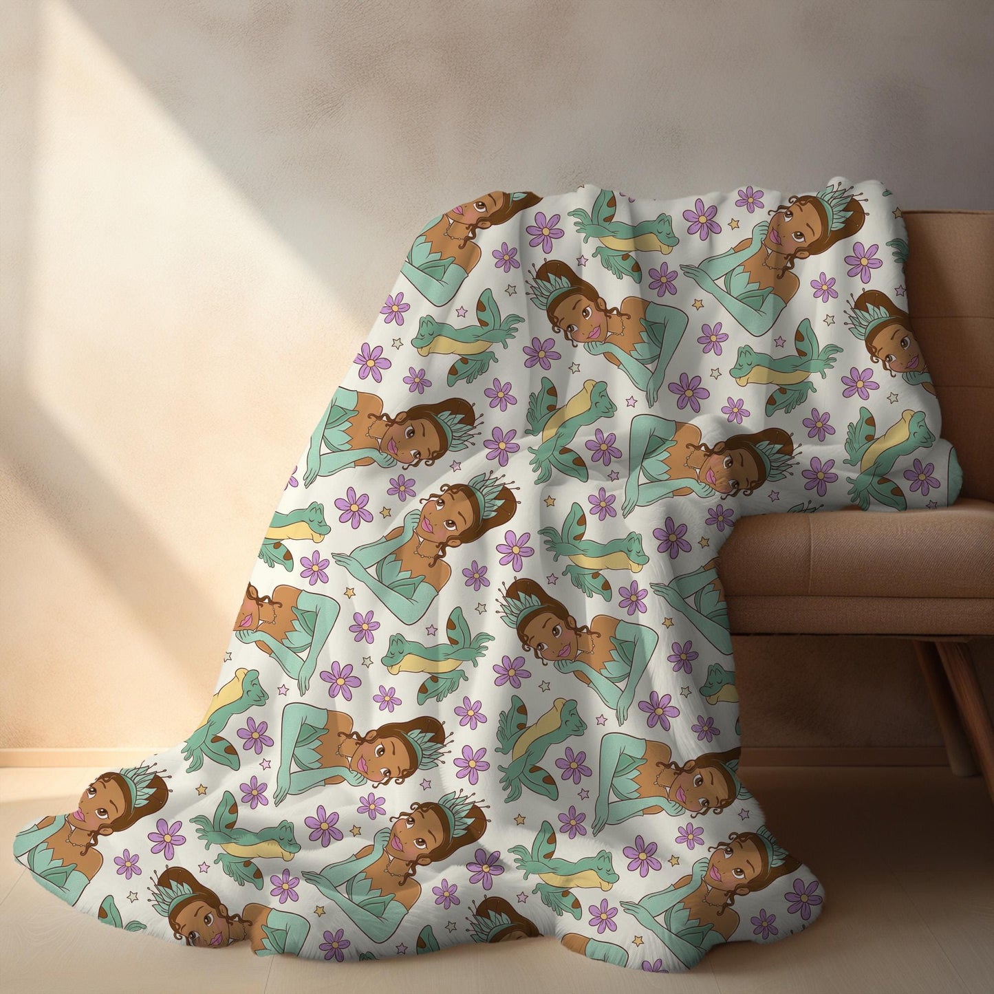 Disney Princess and frog Blanket, baby blanket, disney bedding, gift for kids baby daughter sibling, nursery decor toddler bedroom accessory