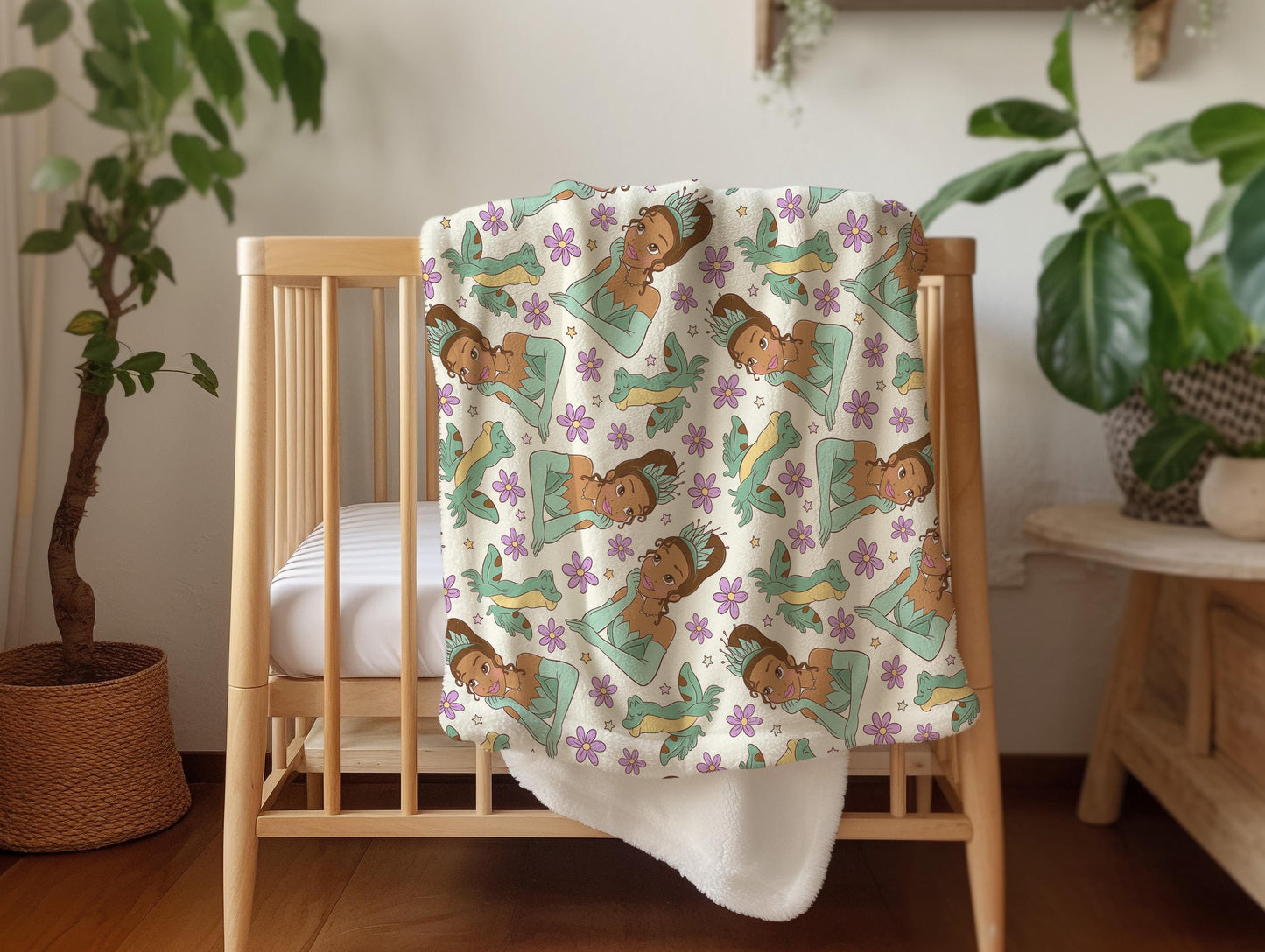 Disney Princess and frog Blanket, baby blanket, disney bedding, gift for kids baby daughter sibling, nursery decor toddler bedroom accessory