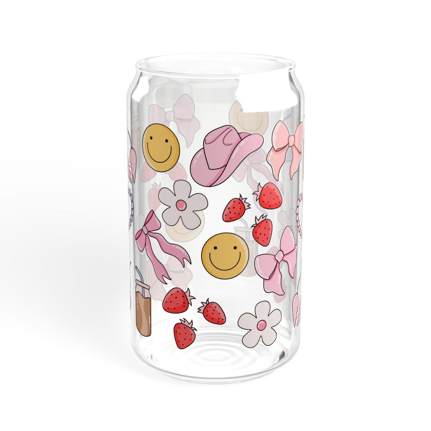 Girly coquette cowgirl glass cup with bamboo lid glass straw, Cute Cup Beer Can Iced Coffee Glass Cup Cute funny Glass Cup gift for her