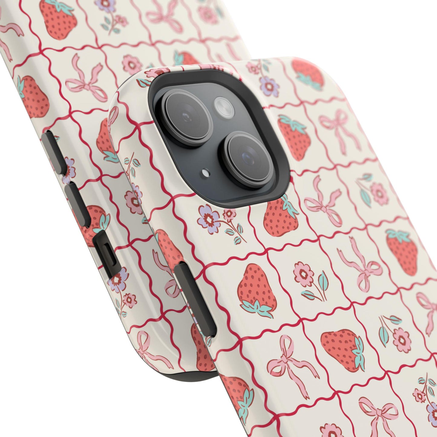 Custom MAGSAFE iphone case personalized iphone 16 15 14 13 pro max plus, coquette strawberry preppy girl iphone case vintage