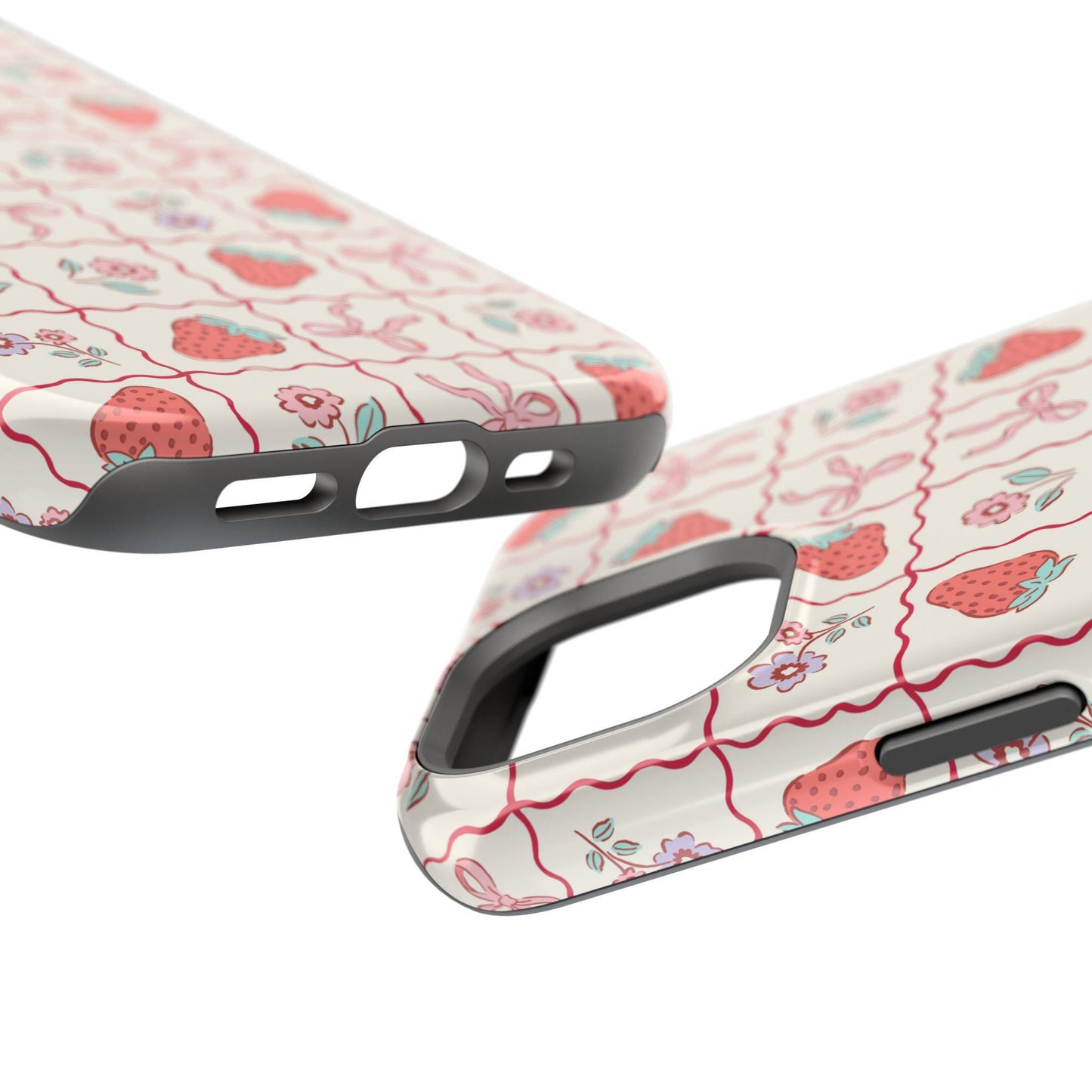 Custom MAGSAFE iphone case personalized iphone 16 15 14 13 pro max plus, coquette strawberry preppy girl iphone case vintage