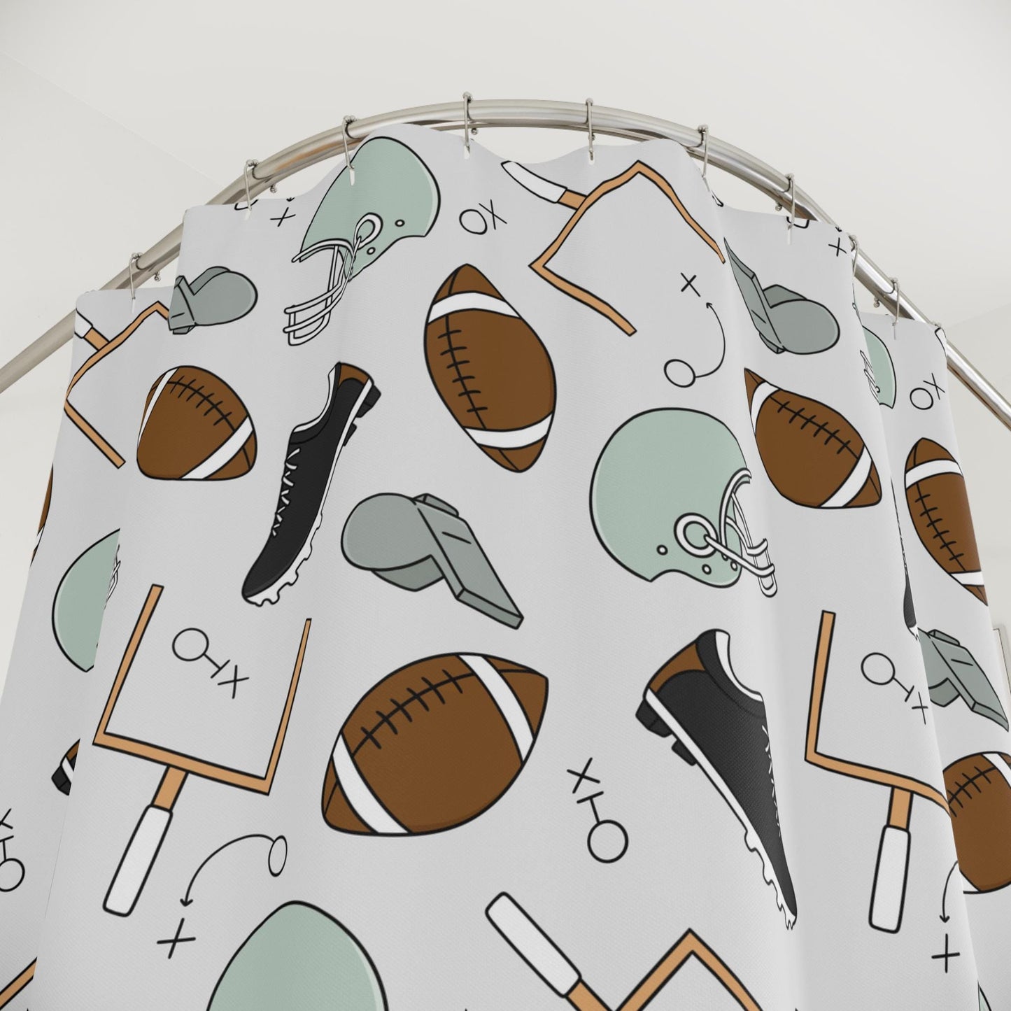 Football Shower Curtain for Boys, boys bathroom decor, football lover gift home accessories, personalized custom shower curtain