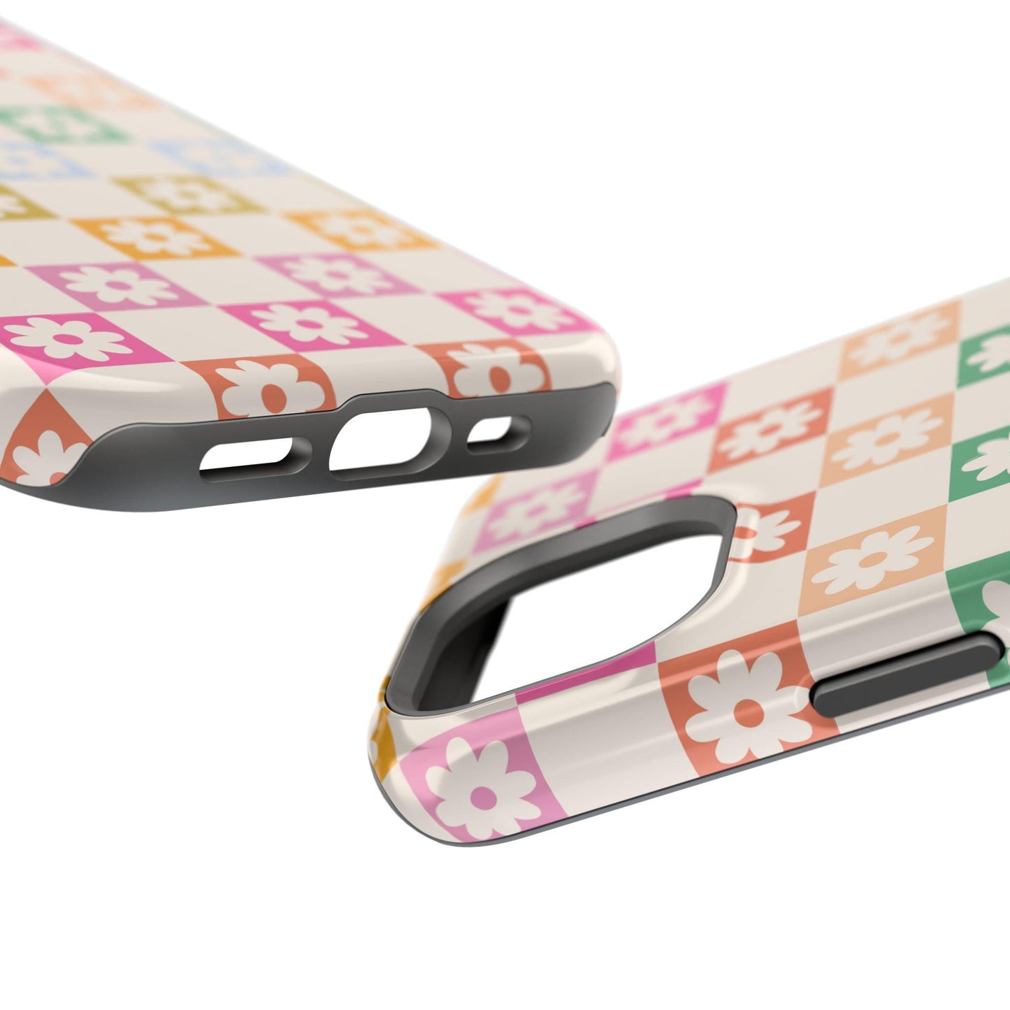 Custom Retro Checkered iphone case 16, 15, 14, 13 Pro Max, MAGSAFE Iphone case floral, vintage pink personalized phone case