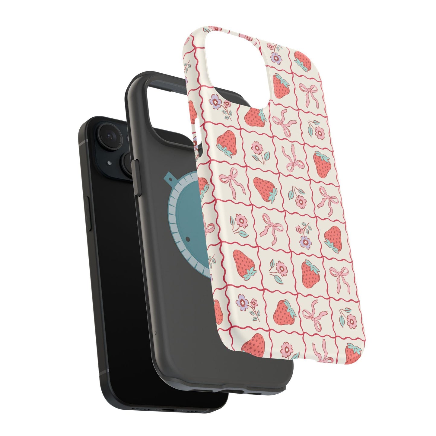 Custom MAGSAFE iphone case personalized iphone 16 15 14 13 pro max plus, coquette strawberry preppy girl iphone case vintage