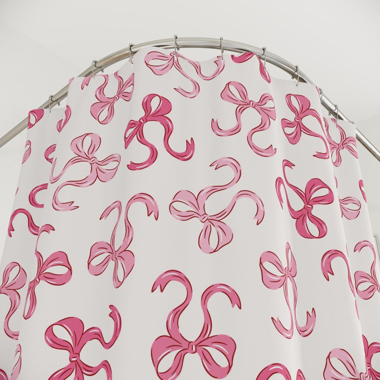 Pink Bow Shower Curtain Coquette decor, custom trendy coquette bathroom decor, preppy shower curtain, aesthetic bathroom decor personalized