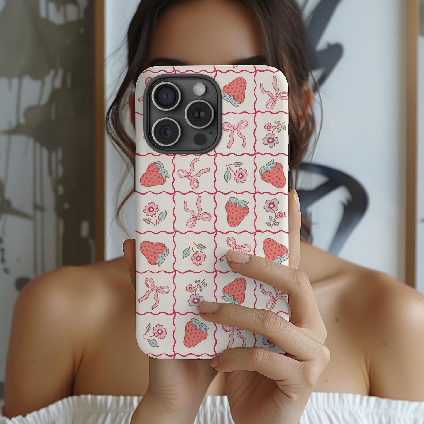 Custom MAGSAFE iphone case personalized iphone 16 15 14 13 pro max plus, coquette strawberry preppy girl iphone case vintage