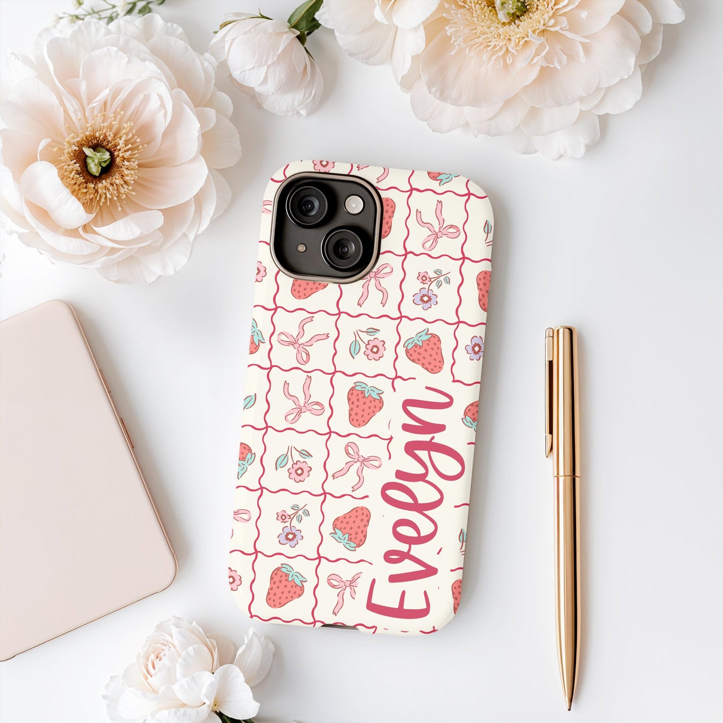 Custom MAGSAFE iphone case personalized iphone 16 15 14 13 pro max plus, coquette strawberry preppy girl iphone case vintage