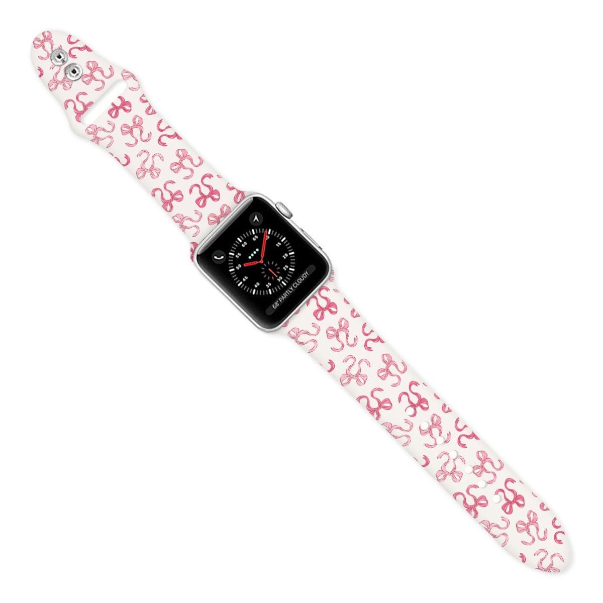 Pink bows preppy Watch Band Apple Watch Band for 38mm 40mm 41mm 42mm 44mm Silicone Apple Watch Strap womens custom coquette band