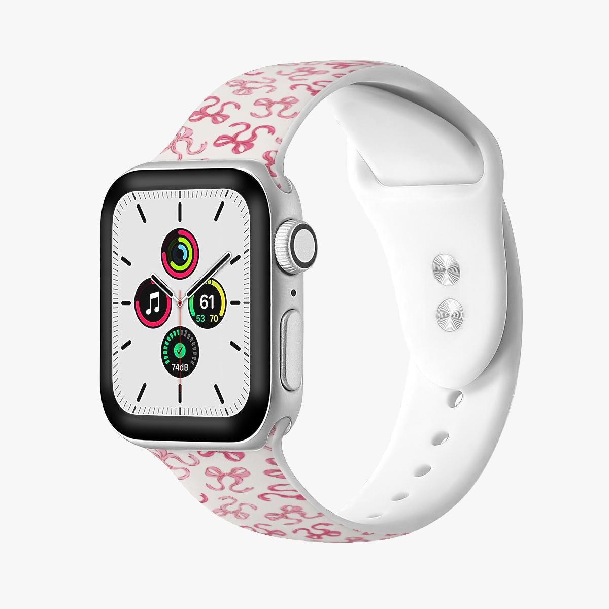Pink bows preppy Watch Band Apple Watch Band for 38mm 40mm 41mm 42mm 44mm Silicone Apple Watch Strap womens custom coquette band