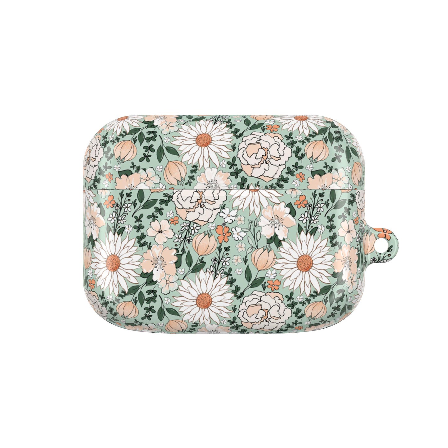 Floral AirPod Cases, Green and White Flower Pattern Protective Cover, AirPods Accessories, Floral Tech Gift, AirPods Case for Women, Cute
