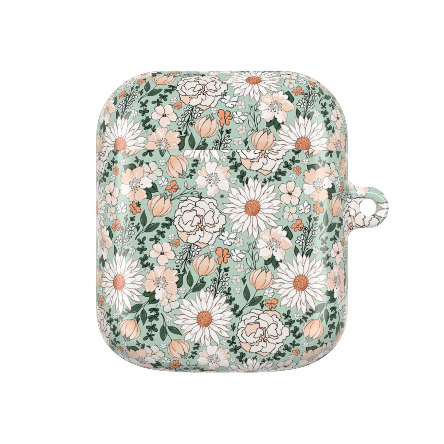 Floral AirPod Cases, Green and White Flower Pattern Protective Cover, AirPods Accessories, Floral Tech Gift, AirPods Case for Women, Cute