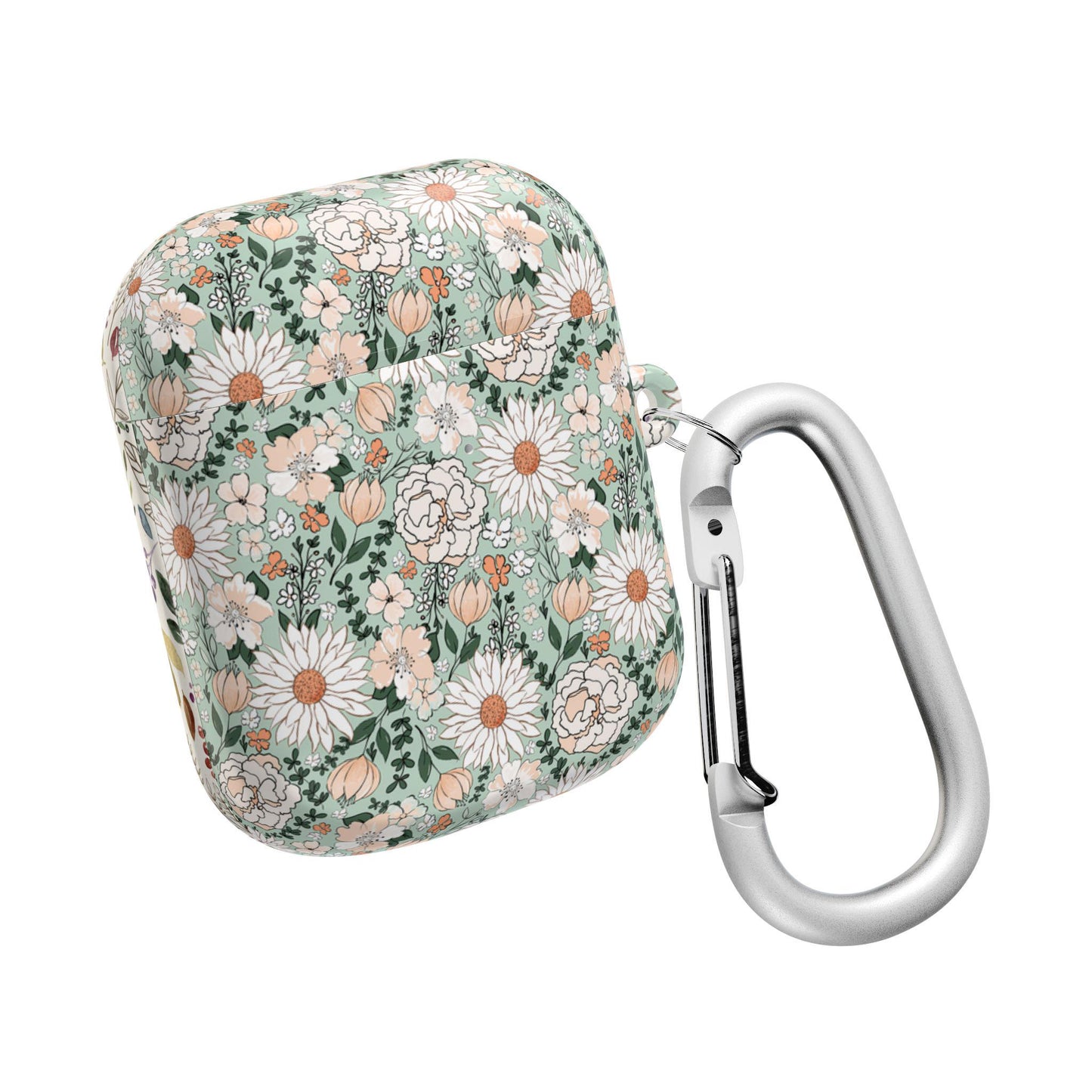 Floral AirPod Cases, Green and White Flower Pattern Protective Cover, AirPods Accessories, Floral Tech Gift, AirPods Case for Women, Cute