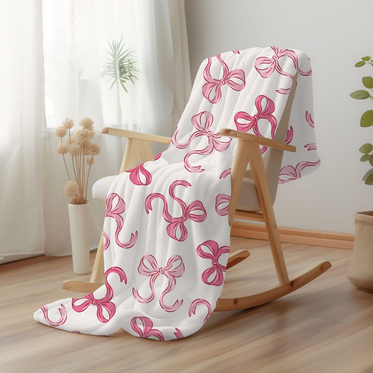 Personalized coquette pink bow Blanket, coquette room decor, preppy stuff room decor, pink bow baby blanket, bow decor