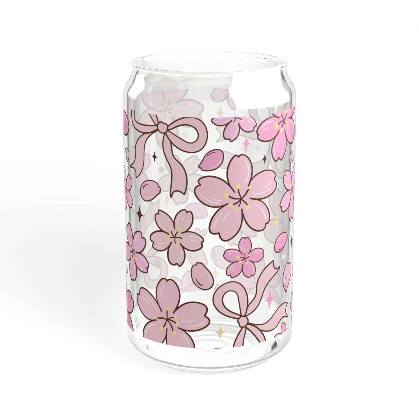 Coquette Bow Glass Cup with bamboo lid glass straw