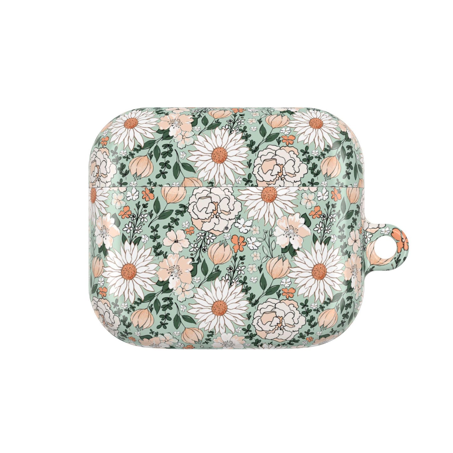 Floral AirPod Cases, Green and White Flower Pattern Protective Cover, AirPods Accessories, Floral Tech Gift, AirPods Case for Women, Cute