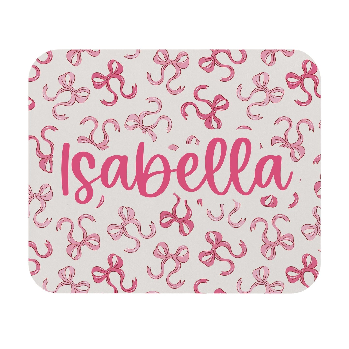 Custom Pink Bows Mouse Pad, Personalized Rectangle Desk Mat, Office Accessories, Custom Name, Design, Cute Desk Decor, best friend gift idea